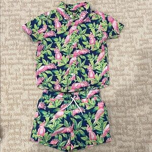 NWOT Janie & Jack Tropical Print bathing suit and shirt